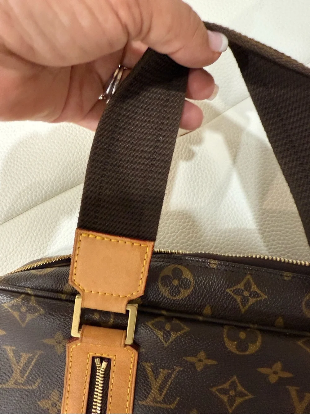 Louis Vuitton Brown Monogram Canvas Duffel Bag with Tan Trim